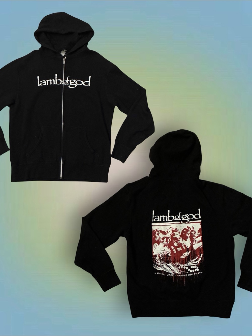 Black Lamb of God Zip-Up Hoodie